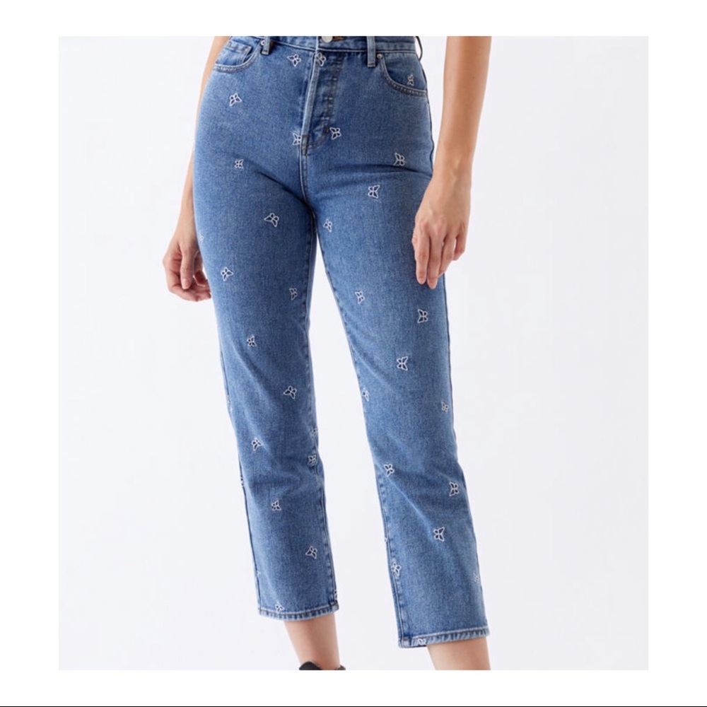 PacSun Light Butterflies High Rise Straight Jeans
